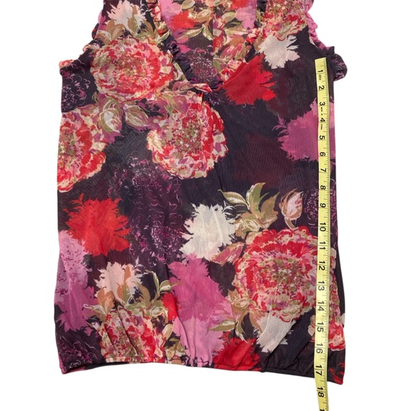 Y2K Sweet Pea Micro Mesh Floral Tank Top Blouse Womens Medium Fairy Sheer Ruffle - Picture 6 of 6